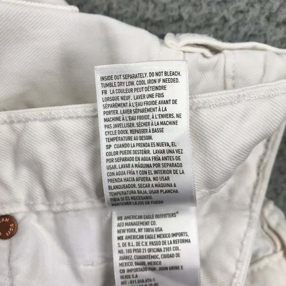 AMERICAN EAGLE Size 6 Highest Rise Distressed White Baggy Cut Off Shorts - Picture 12 of 16